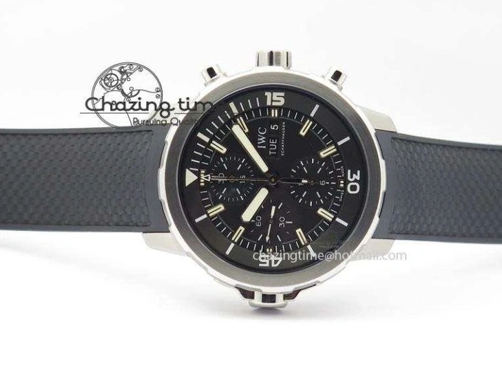 MIROTIME 0225 Aquatimer Chrono IW376803 V6F 1:1 Best Edition Black Dial On Rubber Strap A Stretchable 7280